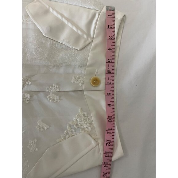 Sacai Womens Embroidered Sheer Lace Pants With Button Details Size 1 White - Picture 10 of 11